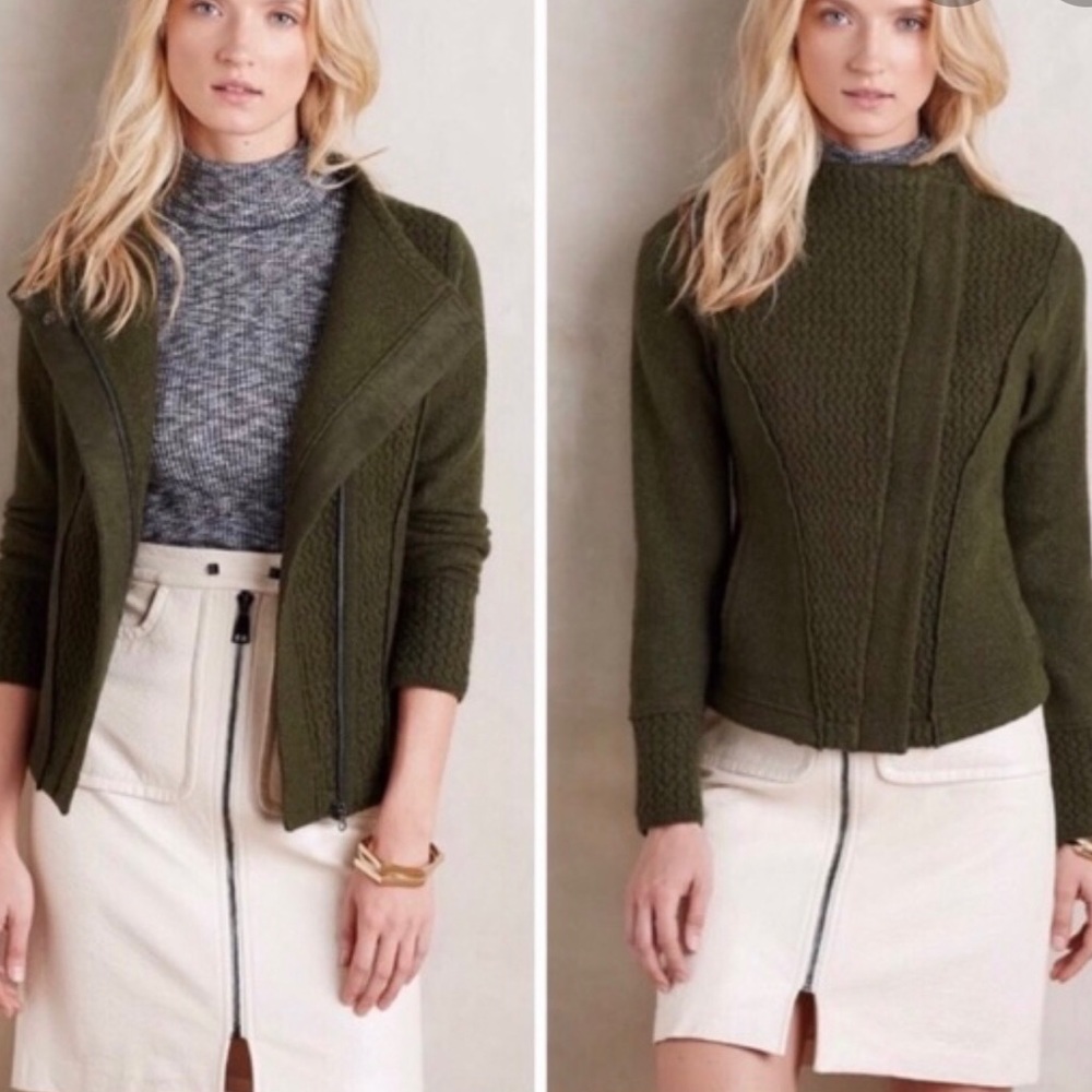 Anthropologie Sparrow wool moto sweater